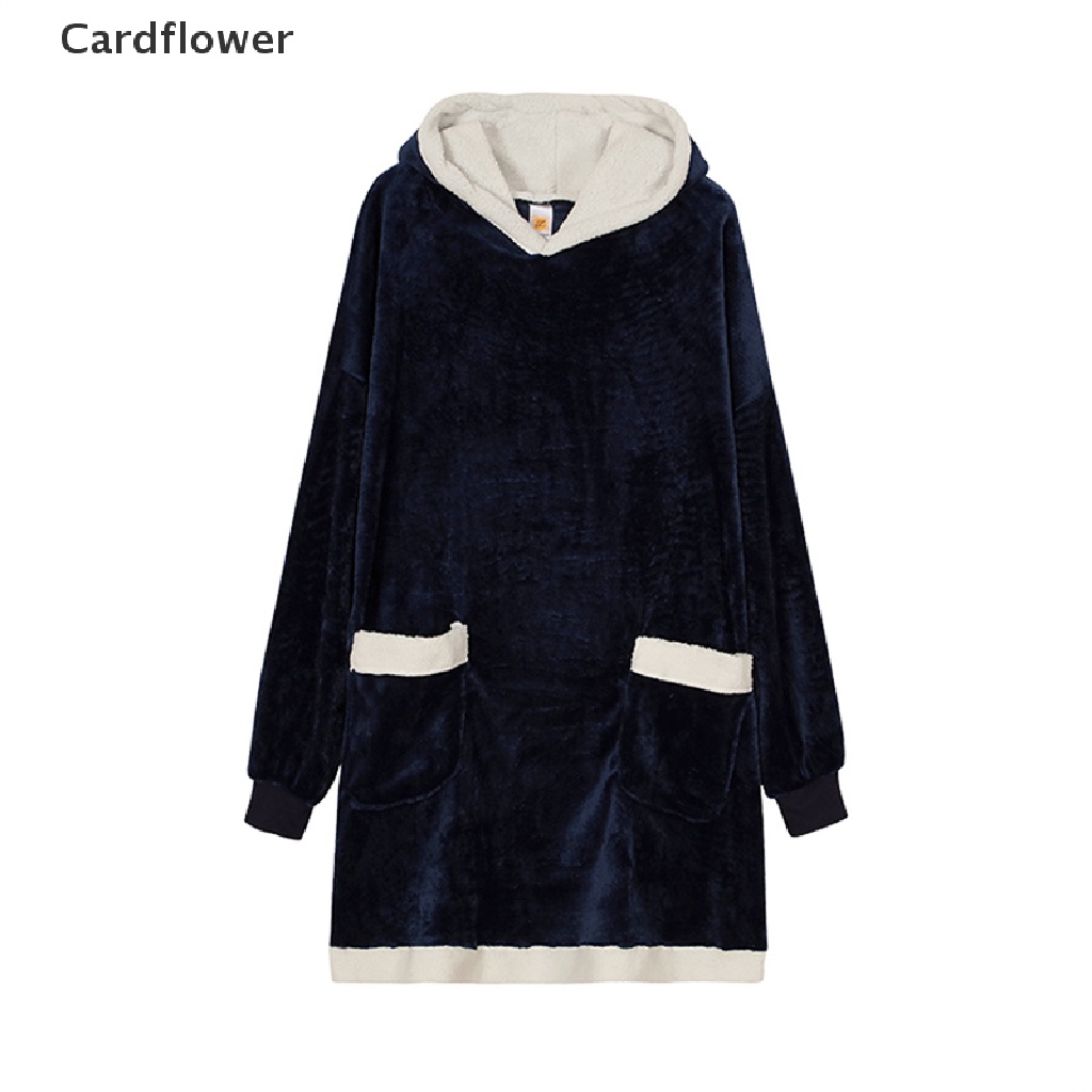 < Cardflower > Chăn Có Mũ Trùm Vải Lông Cừu Giữ Ấm Mùa Đông Ngoại Cỡ Dành Cho Cặp Đôi Nam Nữ