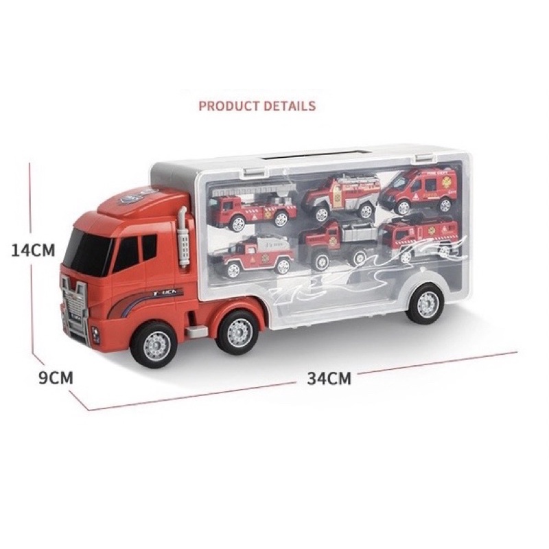 Xe ô tô 6in1, bộ sưu tập xe ô tô đồ chơi set 1 xe lớn chứa 6 xe nhỏ