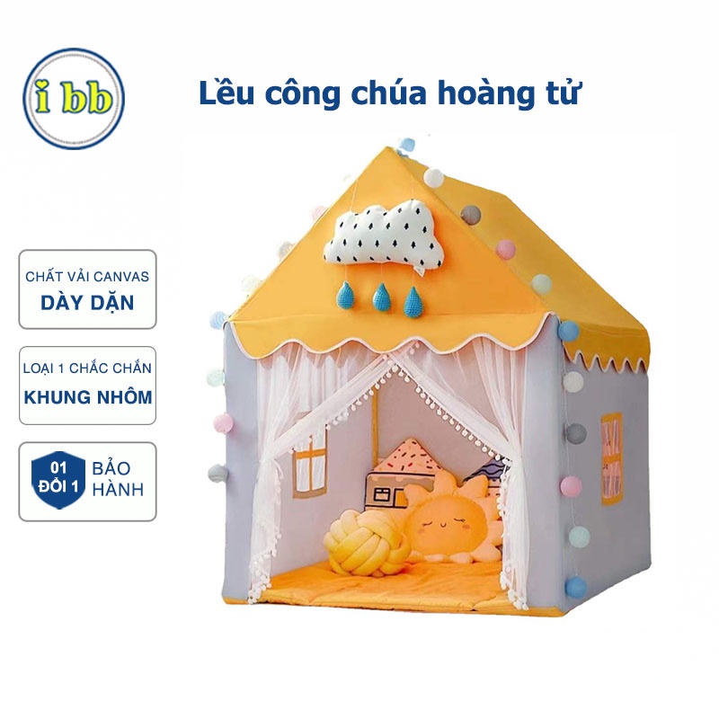 Lều công chúa hoàng tử cho bé, lều trẻ em chơi trong nhà TẶNG KÈM ĐÈN & CỜ CHƠI ,chất vải dày dặn hàng chuẩn loại 1