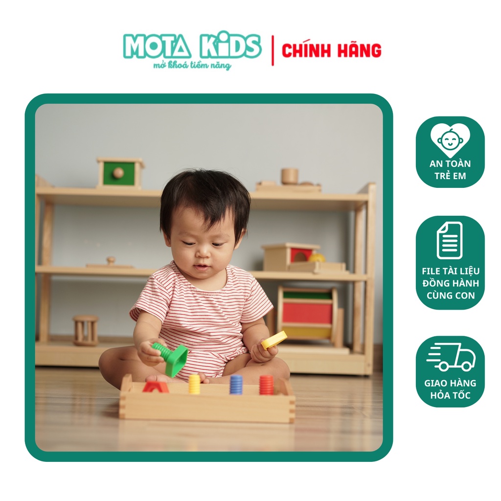 Set 4 bộ ốc vít cho bé từ 12 tháng rèn luyện vận động tinh theo Montessori