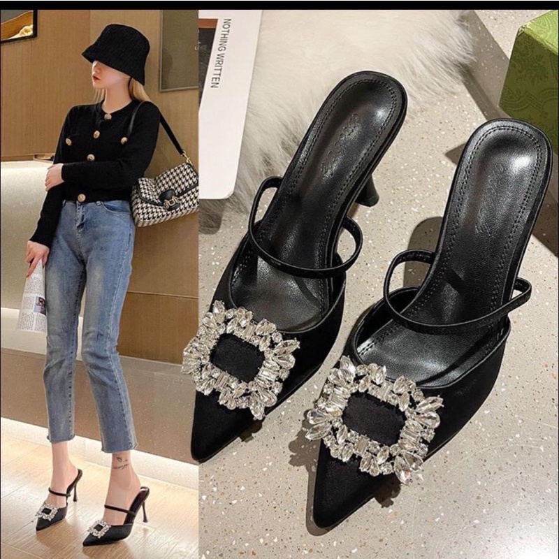Giày sục bít mũi khoá đá gót nhọn 7cm bigsize 35-42