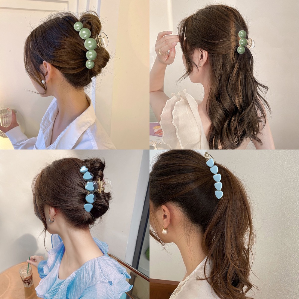 Kẹp Tóc Đuôi Ngựa / Trái Tim Bằng Nhựa Thời Trang Hàn Quốc Ngọt Ngào Cho Nữ