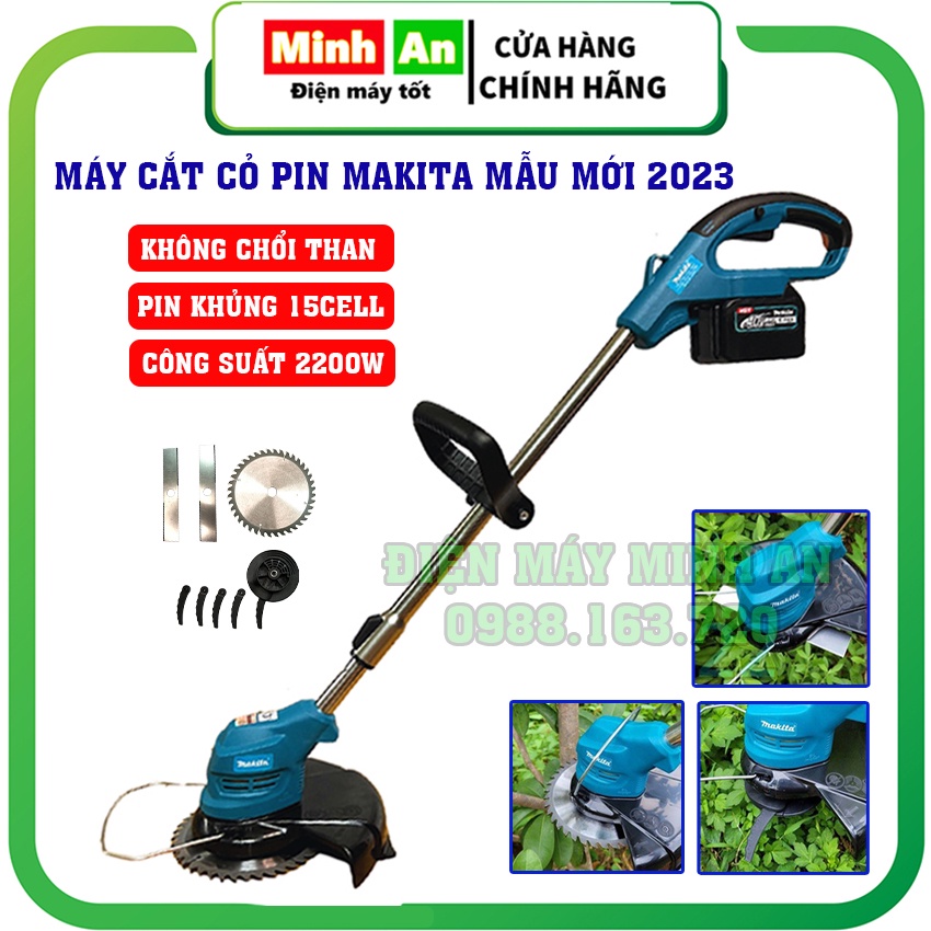 Máy cắt cỏ pin cầm tay, máy cắt cỏ mini dùng pin không chổi than MAKITA 40V PIN 15CELL công suất 2000W bảo hàng 12 thang
