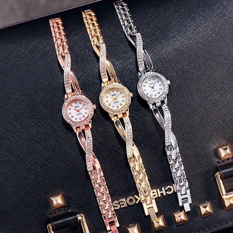 Đồng hồ thời trang Nữ DZG07 dây chéo đính đá Laxy Watch