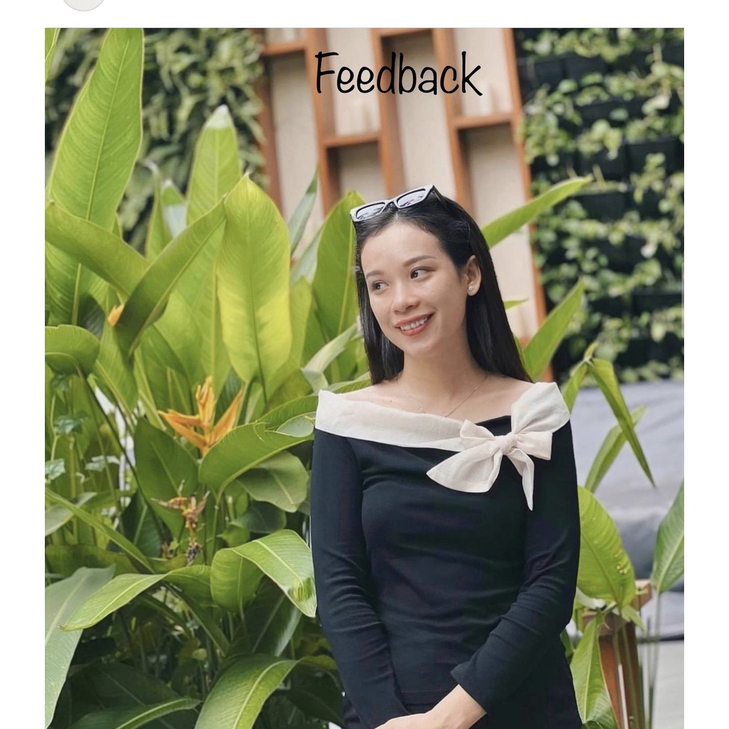 (HÀNG SẴN - ẢNH THẬT) Aó thun tay dài bẹt vai, Áo dành cho nữ xinh xắn cột nơ hoặc thắt khăn