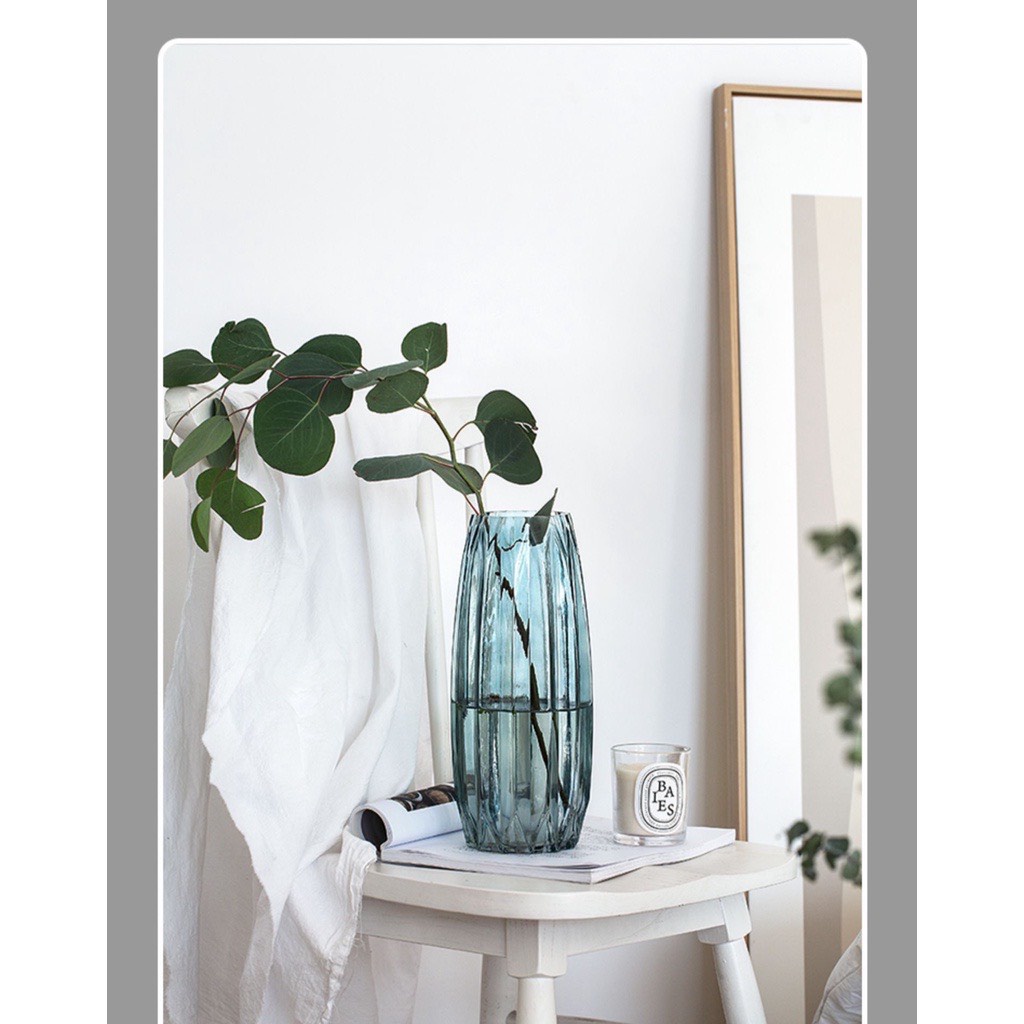 Lọ hoa thủy tinh vân dọc,bình hoa thuy tinh đẹp