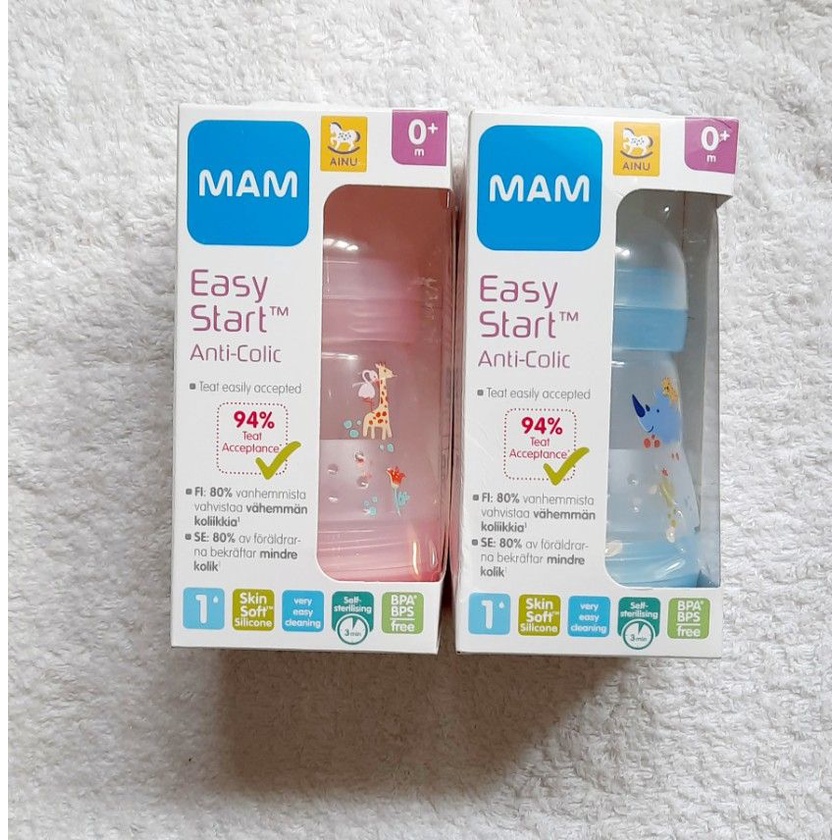 Bình sữa Mam Easy Star của Đức 160ml chống đầy hơi, trào ngược cho trẻ dễ dàng rửa bình màu sắc vui nhộn - ÂU CHÂU SHOP