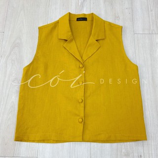 Áo Sát Nách Nút Bọc Linen Cói Design
