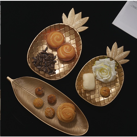 Đĩa quả dứa ánh kim BDIA30 cute dễ thương đựng thức ăn chụp ảnh 19x30cm