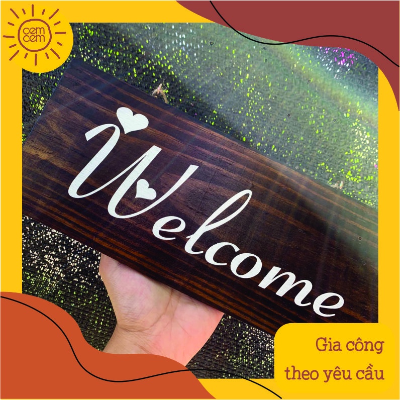 Bảng gỗ welcome (tuỳ chỉnh font chữ)
