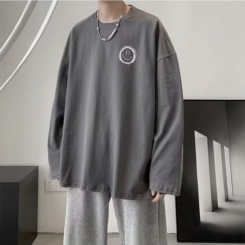 Áo Thun Nam Dài Tay Cổ Tròn In Chữ Phong Cách Hip Hop Hàn Quốc Cỡ Lớn M-5XL