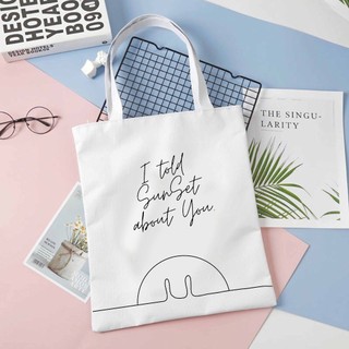 Túi tote vải trắng in hình I Told Sunset About You BKPP boylove thái phim ảnh thời trang đeo vai