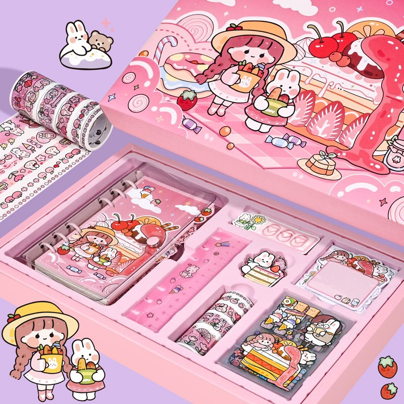 Set Quà Tặng Hộp Sinh Nhật Combo Washi Tape Sticker Sổ Tay Cute Timo WS16