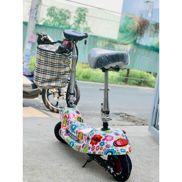 XE ĐIỆN MINI SCOOTER XE 8 INCH TẶNG GIỎ VÀ GHẾ PHỤ