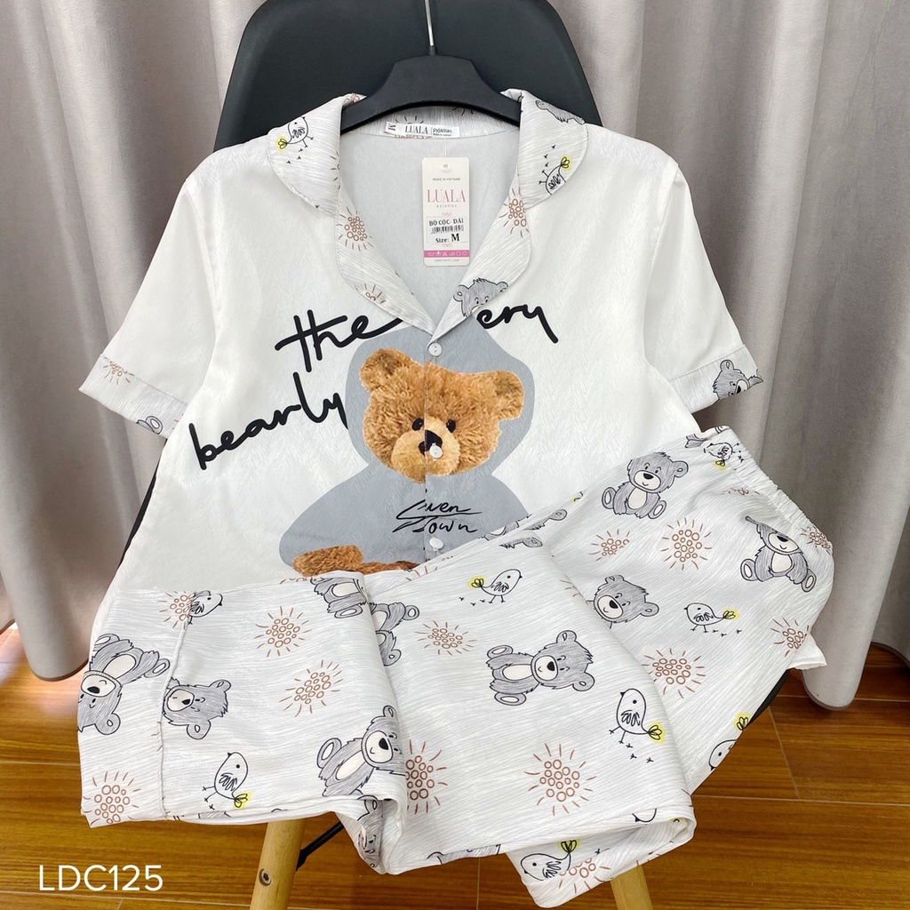BỘ PIJAMAS LỤA CỘC TAY QUẦN DÀI NỮ - LỤA SIÊU MỀM MỊN