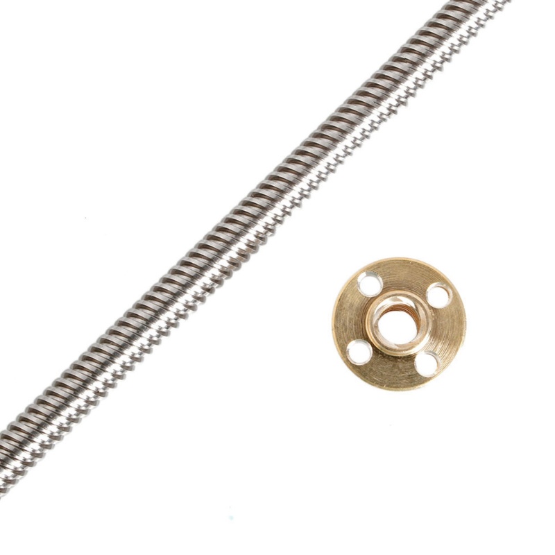 Bộ Trục Ren 8mm Acme Bằng Thép Không Gỉ + Đai Ốc T8 Cho Máy In 3D CNC