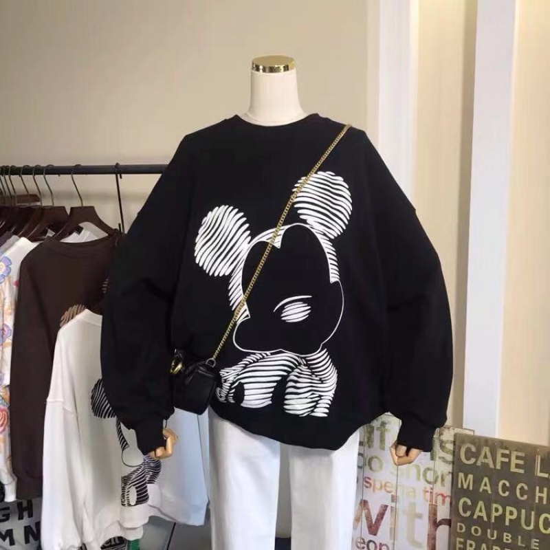 Áo Khoác Hoodie Dày Dặn Dáng Rộng In Họa Tiết Hoạt Hình Phong Cách Phương Tây Thời Trang Thu Đông Cho Nữ