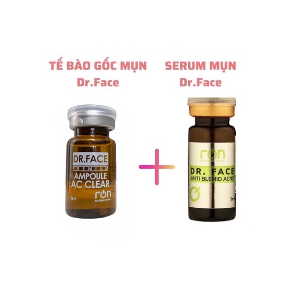 Bộ sản phẩm giảm mụn, giảm thâm, se khít lỗ chân lông (Tế bào gốc mụn+ Serum mụn Dr. Face Ron International)
