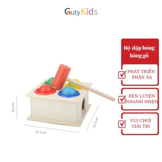 Bộ đồ chơi đập bóng bằng gỗ nhiều màu sắc cho bé, Đồ chơi gỗ giải trí dành cho bé từ 3 tuổi trở lên - Guty Kids