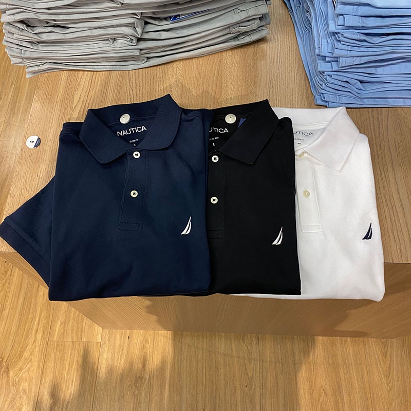 Nautica / nutica Áo Thun polo Tay Lửng Dáng Ôm Kiểu Cổ Điển Cá Tính Cho Nam