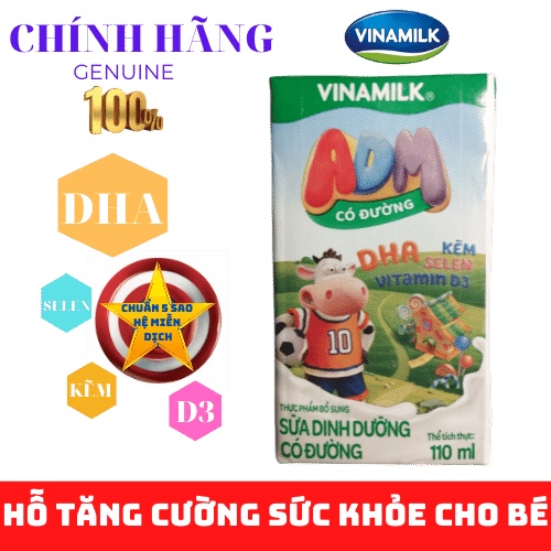 Lốc 4 Hộp Sữa Tươi Vinamilk Có Đường 110ml