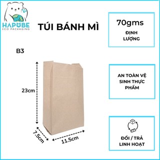 100 chiếc túi giấy kraft bánh mì B3 11.5x7x21cm GMZ005