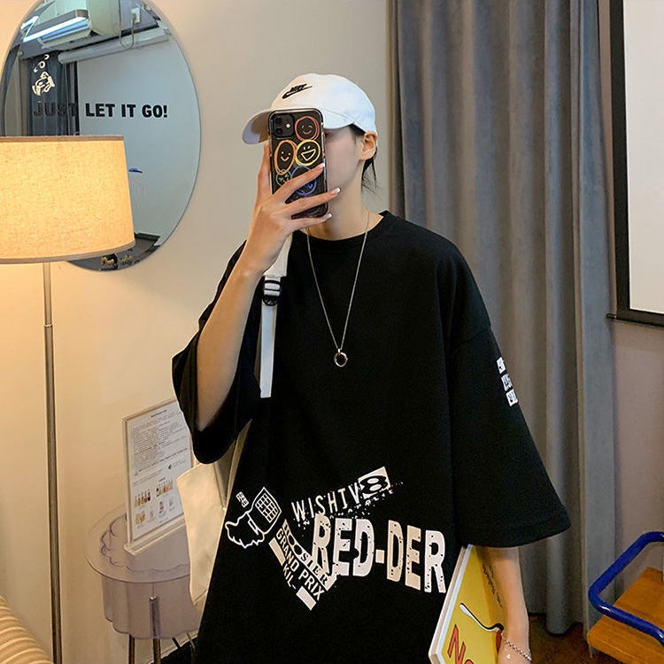 Áo Thun Tay Lỡ Dáng Rộng Thời Trang Mùa Hè Phong Cách Hàn Quốc Cho Nam