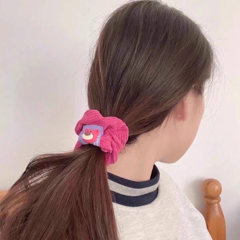 Set 7 Chi Tiết Chun Kẹp Tóc Hoạ Tiết Gấu Dâu Hồng Lotso Siêu Xinh