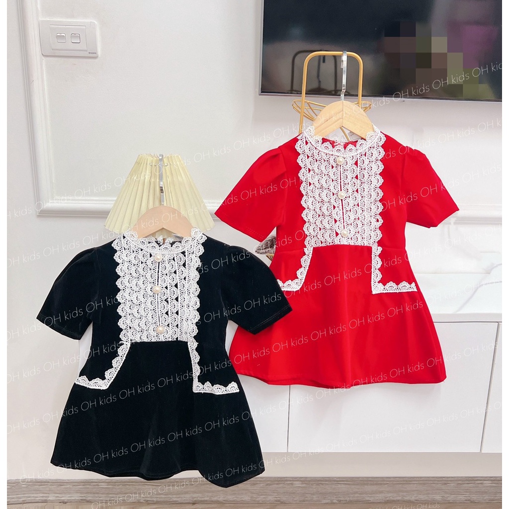 8-25kg váy nhung cổ bèo cho bé gái