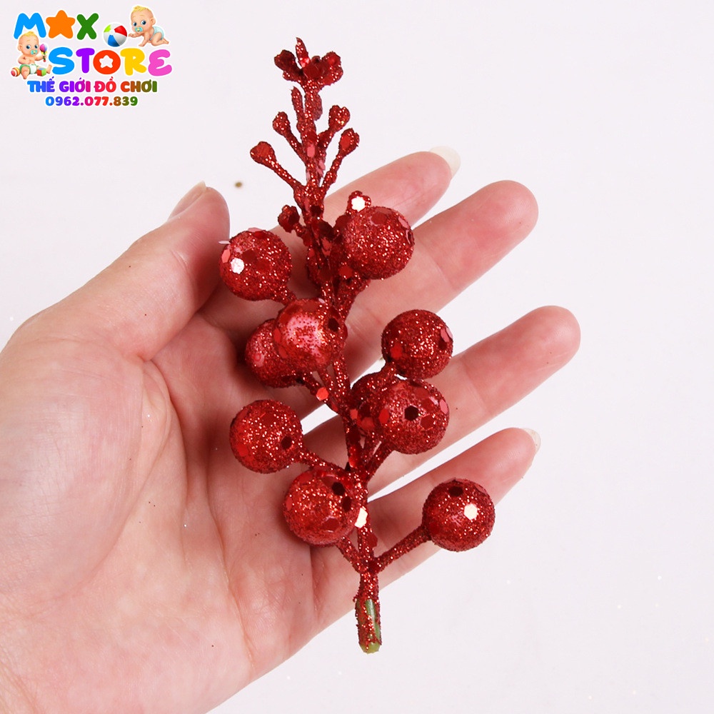 Cành quả sung nhũ kim tuyến trang trí oản, tháp bánh Vật tư phụ kiện Oản, giỏ hoa quà Noel