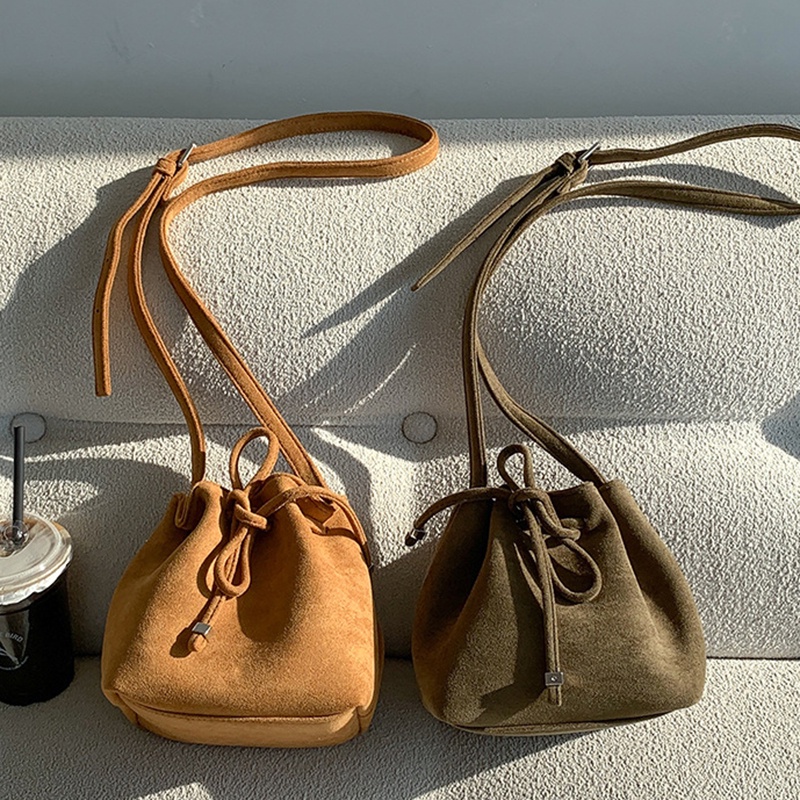 Túi bucket mini Dây Rút Đa Năng Phong Cách retro Cho Nữ