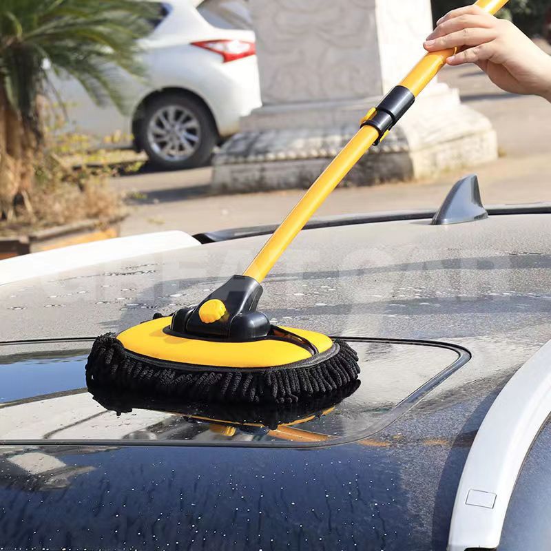 Chổi lau rửa xe Chổi lau xe ô tô sợi mềm Chổi rửa xe ô tô điều chỉnh được độ dài thân và cố định được mặt lau nhiều góc khác nhau Greatcar