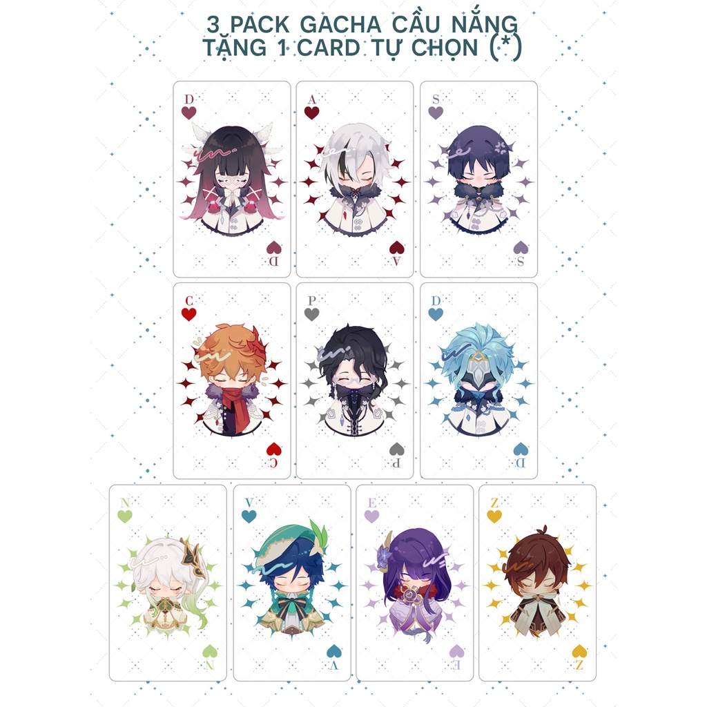 Sticker gacha Genshin Impact búp bê cầu nắng lấp lánh 34 nhân vật