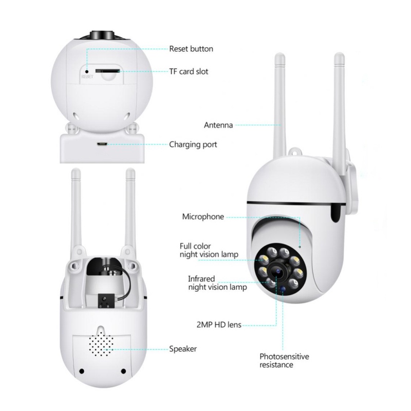 Hd 2.4G Wifi Ip 4x Zoom Camera Giám Sát Ngoài Trời Màu Tầm Nhìn Ban Đêm Con Người Phát Hiện An Ninh Camera Quan Sát Cho Bé màn Hình