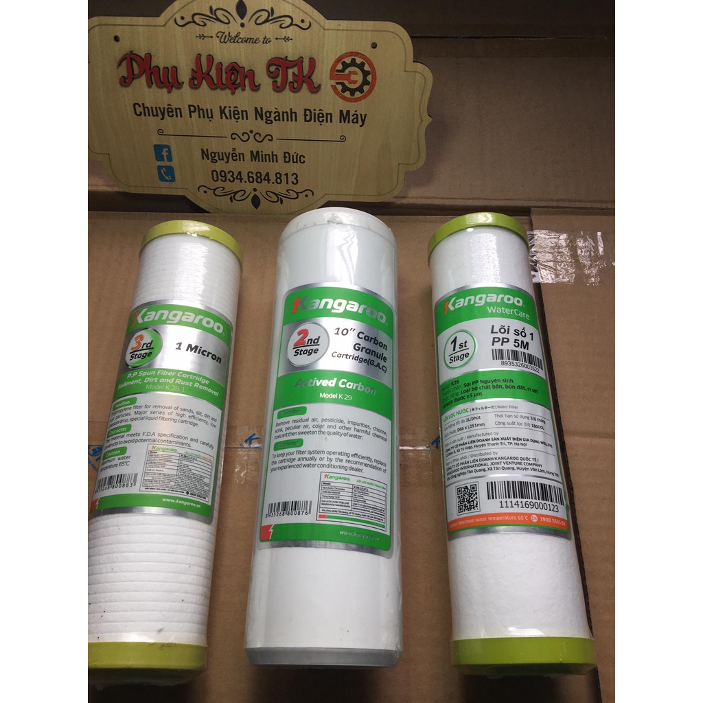 Lõi lọc nước kangaroo bộ 123 chính hãng