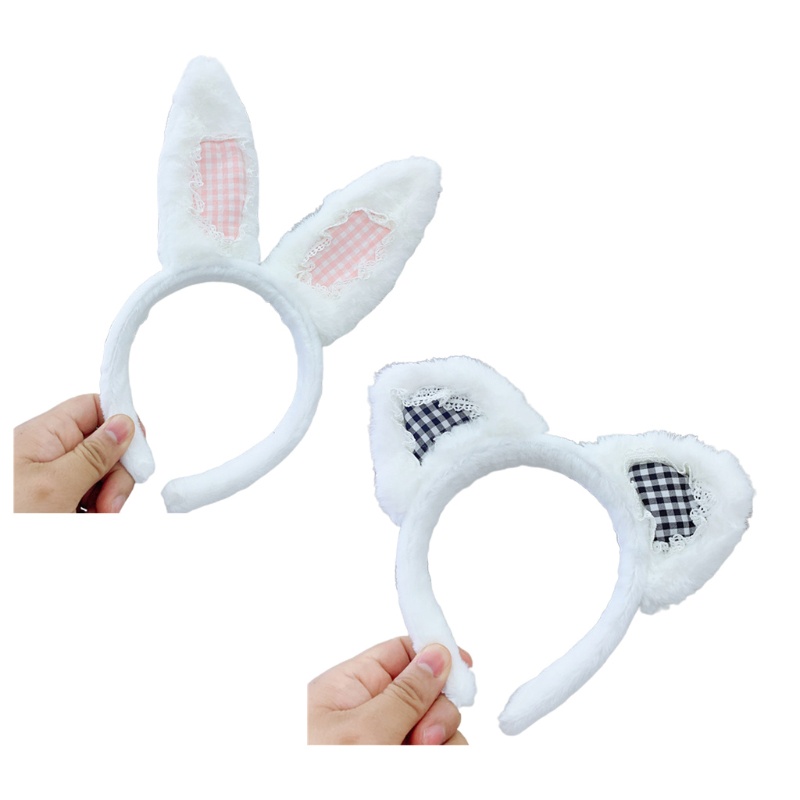 Băng Đô Tai Thỏ Phối Lông Phong Cách Lolita Dễ Thương
