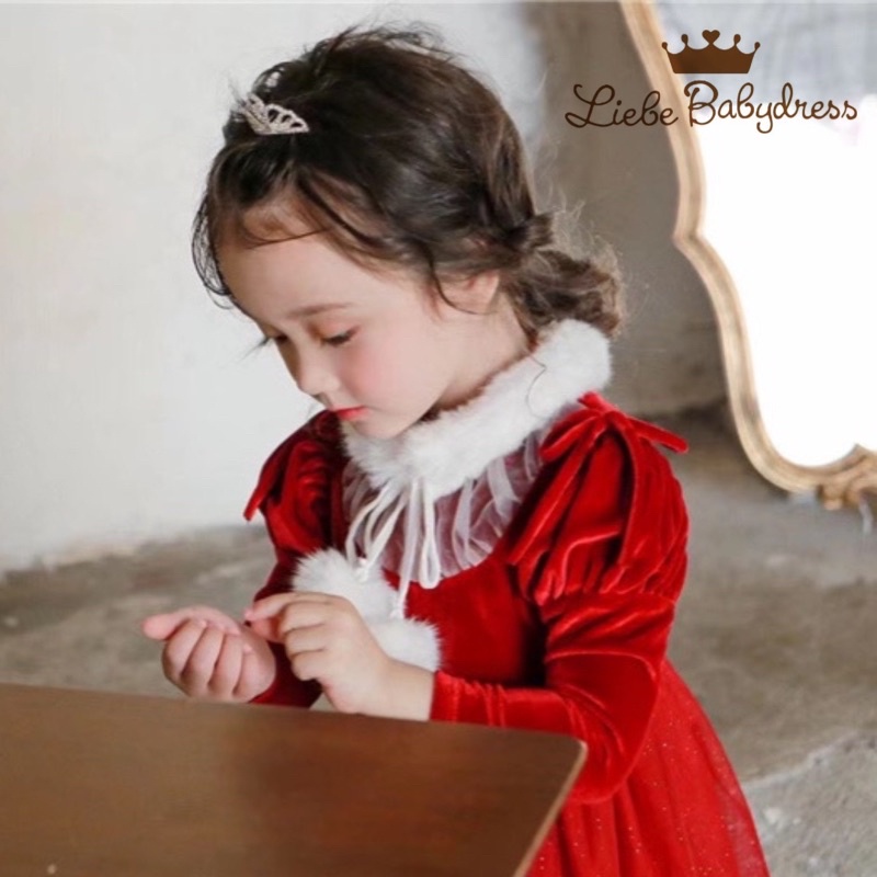 HTK- Váy nhung phối voan Liebe size 1/2y-8/9y