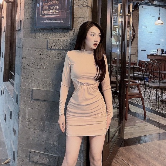 Váy Len Body Cut Hở Lưng Sexy Bùi Đượm Concept, Đầm Dự Tiệc Bó Sát Tay Dài Dáng Ngắn Cắt Hở Lưng Phối Dây Xích BĐ52