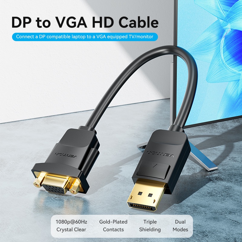 Đầu chuyển đổi VENTION cổng (DP) sang VGA HD-15 1080p chất lượng cao