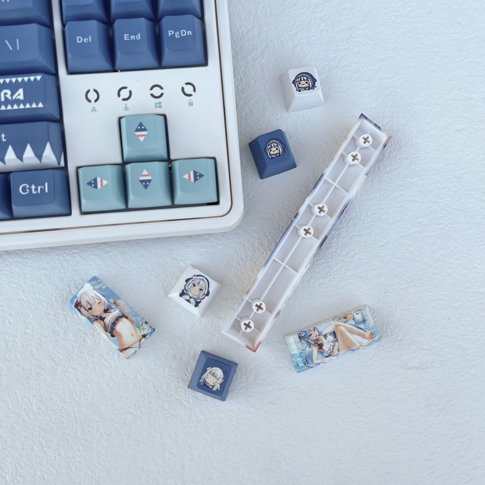 Gawr Gura Keycaps Cherry Profile Anime PBT Dye Sub Bàn phím cơ Keycap