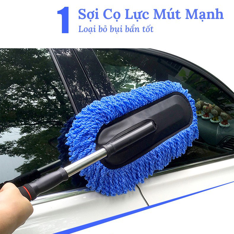 Chổi lau rửa vệ sinh đa năng LAKADO chuyên dụng cho xe hơi cây lau chùi rửa xe Ôtô cán có thể kéo dài