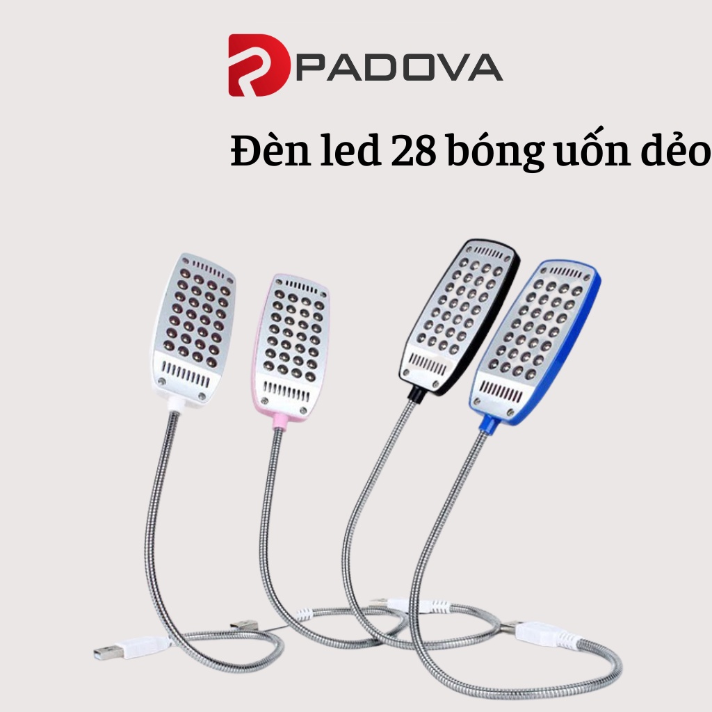 Đèn Led 28 Bóng Siêu Sáng Để Bàn Cổng USB Uốn Dẻo PADOVA 2929