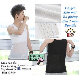 Áo nịt vải lưới dáng dài thoáng mát gài hông trái - có gen có viền (D-LU) Tomboy Transguy  Mr Fop