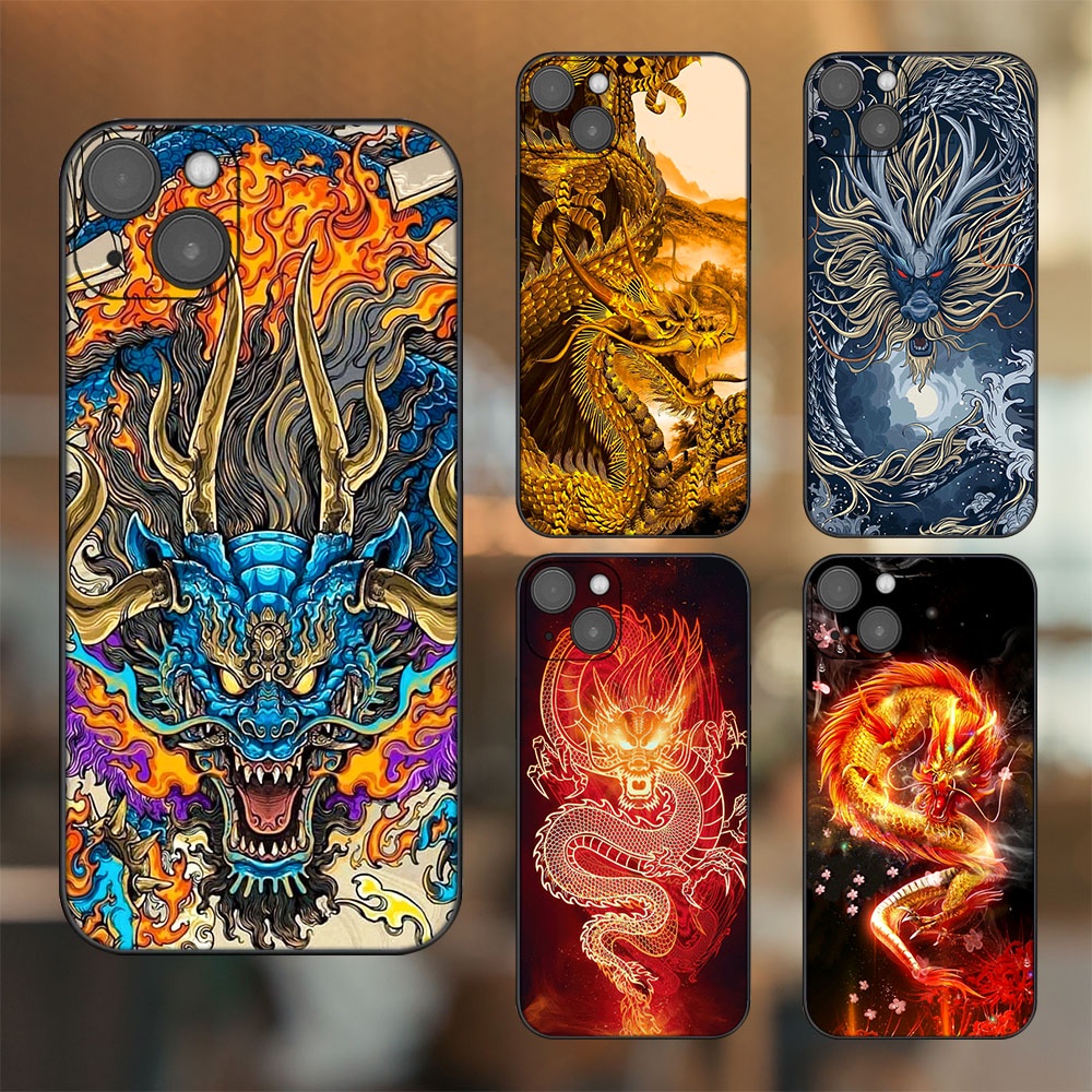 Ốp lưng iPhone 14 Plus dẻo đen cạnh vuông in hình Rồng Sang Trọng Tài Lộc May Mắn