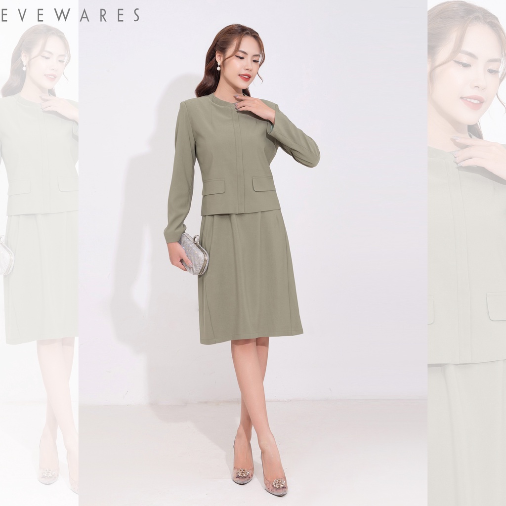 Áo Khoác Blazer EVEWARES Dáng Ngắn Có Khóa Kéo Và Cổ Tròn Thời Trang Thu Đông Cho Nữ