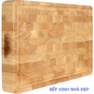 THỚT GỖ  SỚ LẬT TO VÀ DÀY, KT 43 x 32 x 3.8cm, CÓ RÃNH THU NƯỚC & GOM THÀNH PHẨM VÀ LỖ TAY CẦM 2 BÊN