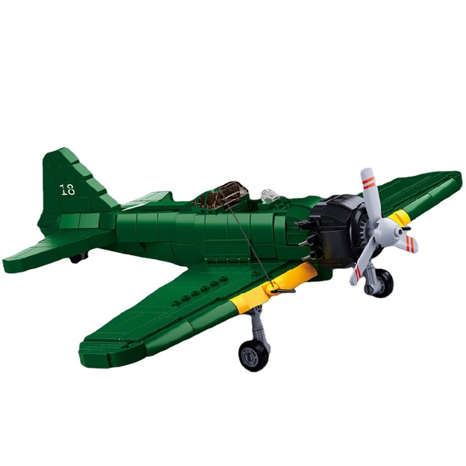 Set 560 Khối Lắp Ráp Mô Hình Máy Bay Chiến Đấu MOC WW2 A6M Zero