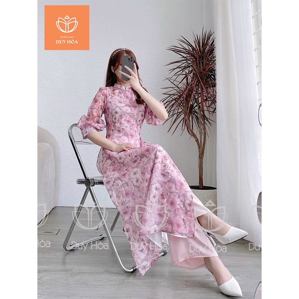Áo dài truyền thống 4 tà thiết kế cúc bọc lụa cao cấp màu xanh ngọc duyên dáng sang chảnh - HN006