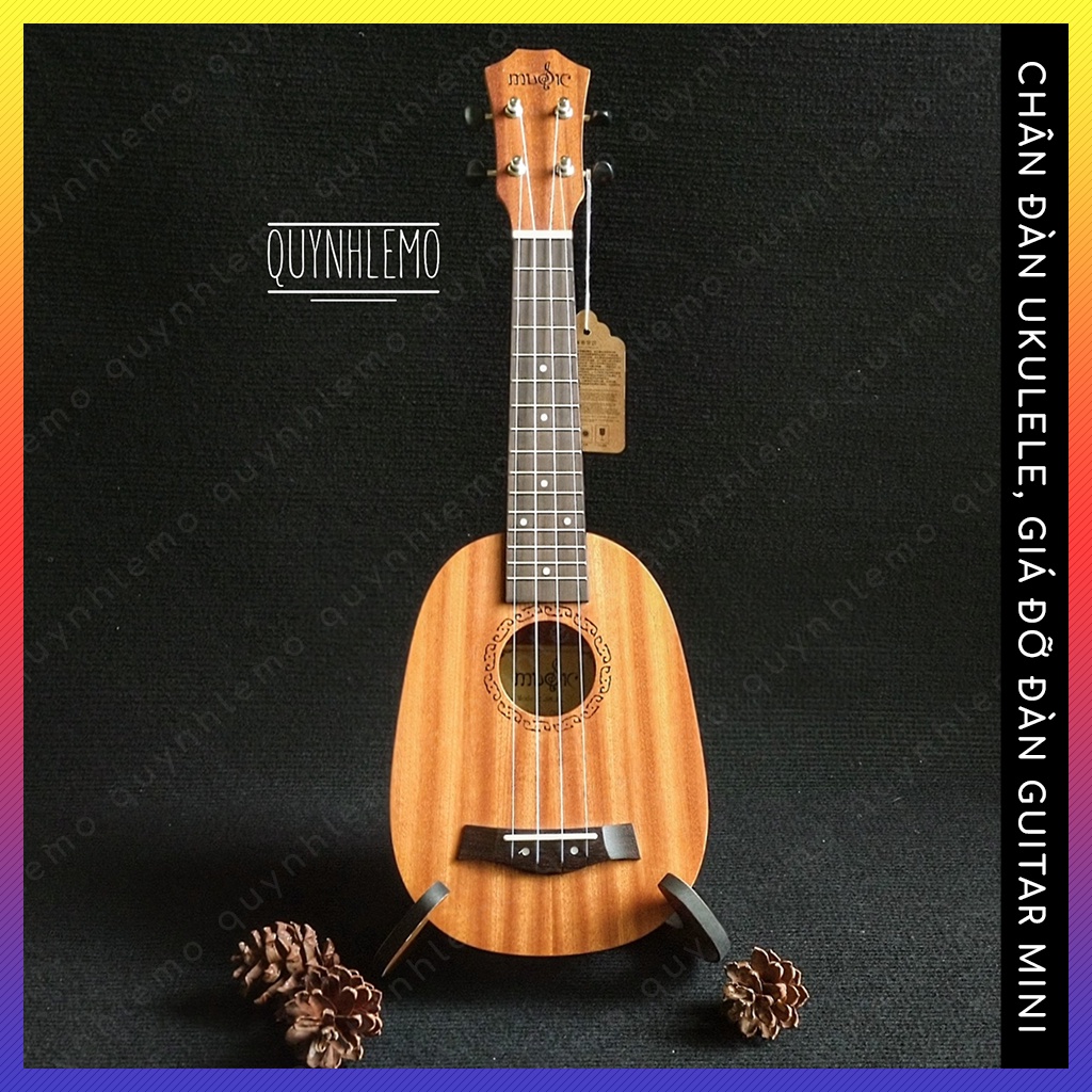 Chân đàn ukulele bằng gỗ lắp ghép có đệm sốp chống trầy QUYNHLEMO, giá đỡ đàn guitar mini, guitarlele nhỏ tiện dụng