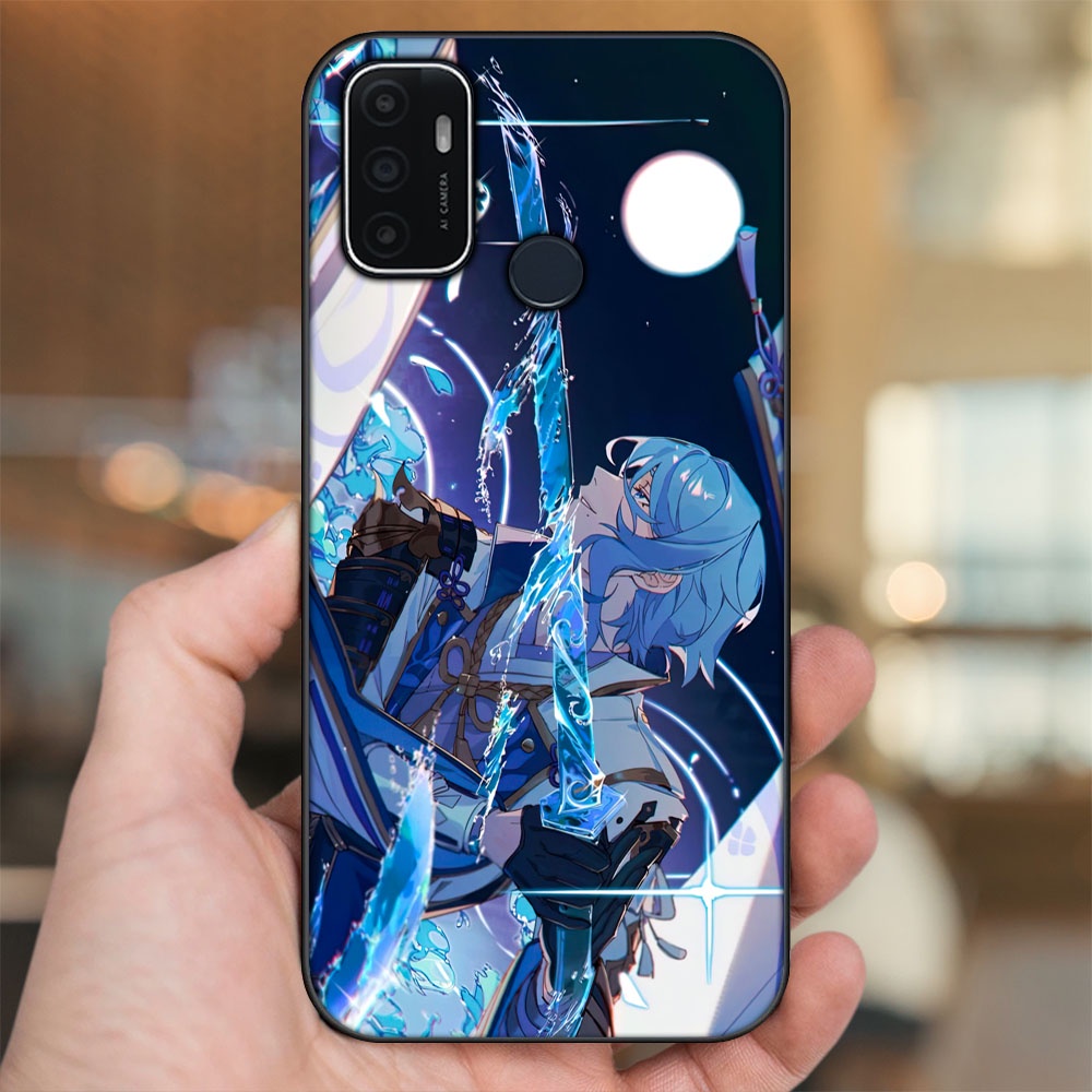 Ốp lưng Oppo A53 viền đen in hình Kamisato Ayato Genshin Impact